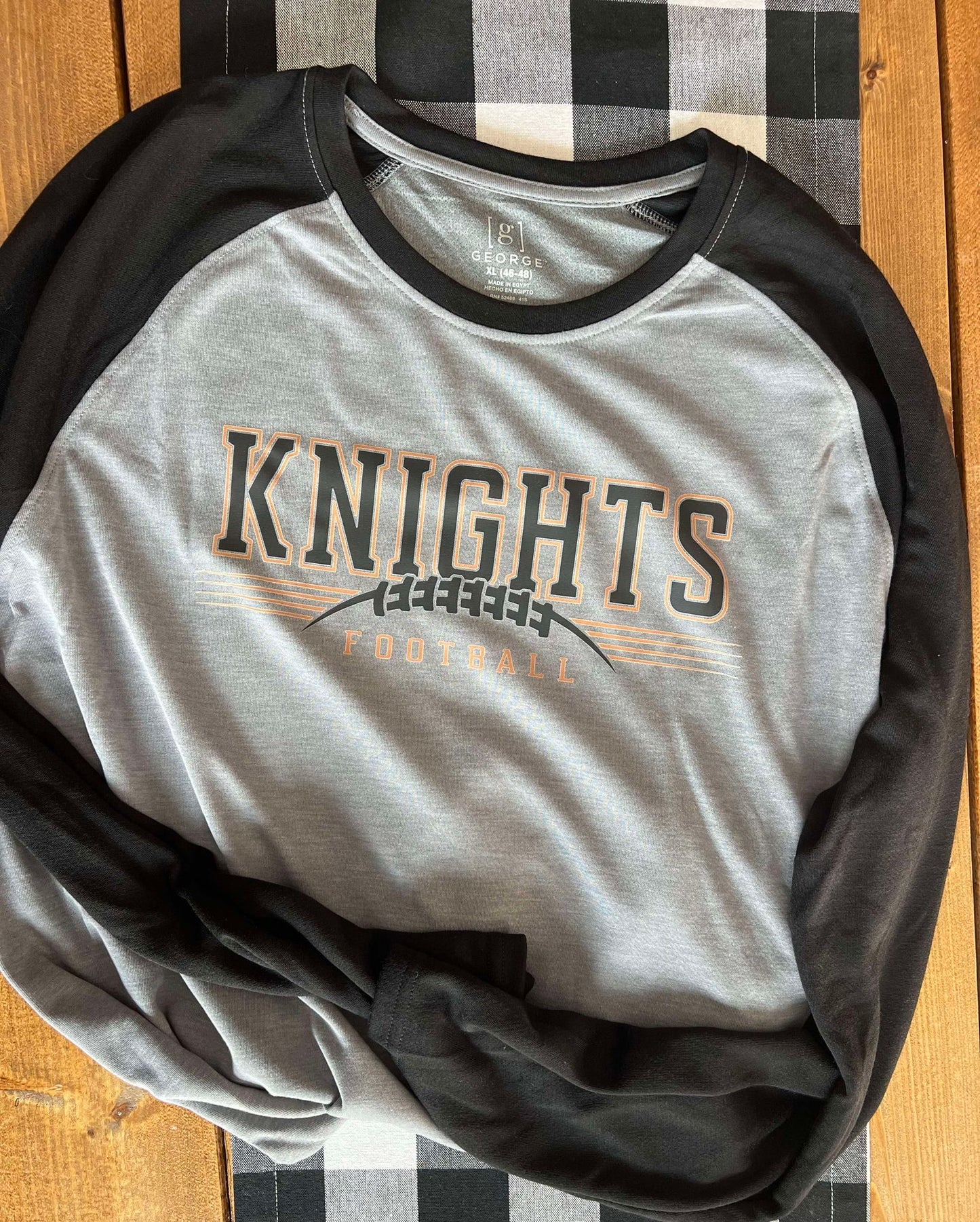 Long Sleeve Duo-Tone Black and Gray Knights Football