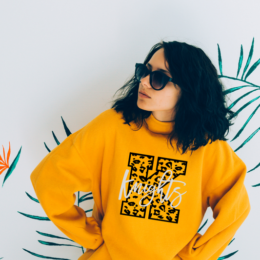 Gold Crewneck Cheetah Print K